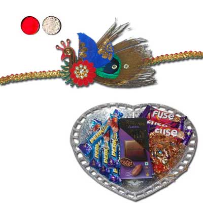 "Designer Fancy  Rakhi - FR-8520 A- (Single  Rakhi)Choco Thali - code RC16 - Click here to View more details about this Product